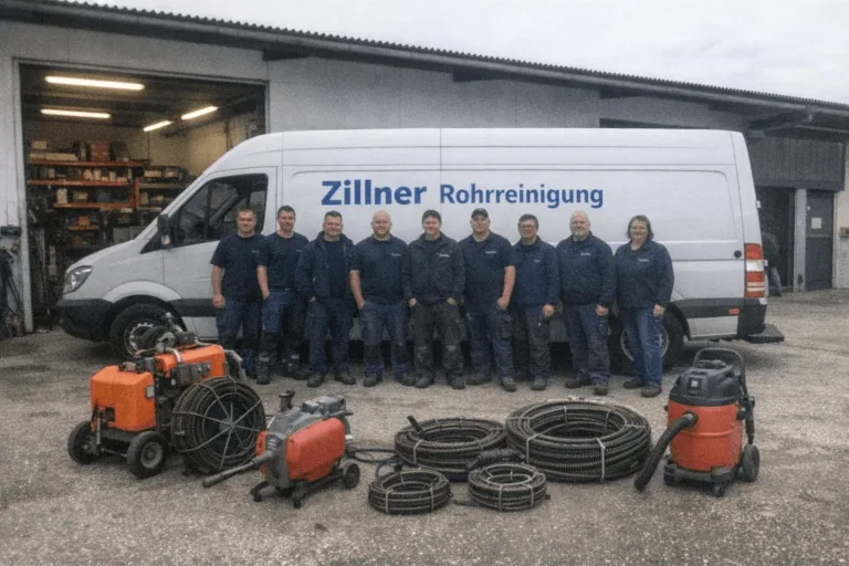 Team von Zillner Rohrreinigung vor einem Einsatzfahrzeug