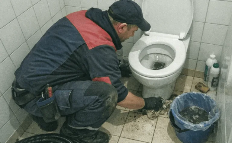 Behebung einer akuten Toilettenverstopfung durch Notdienst